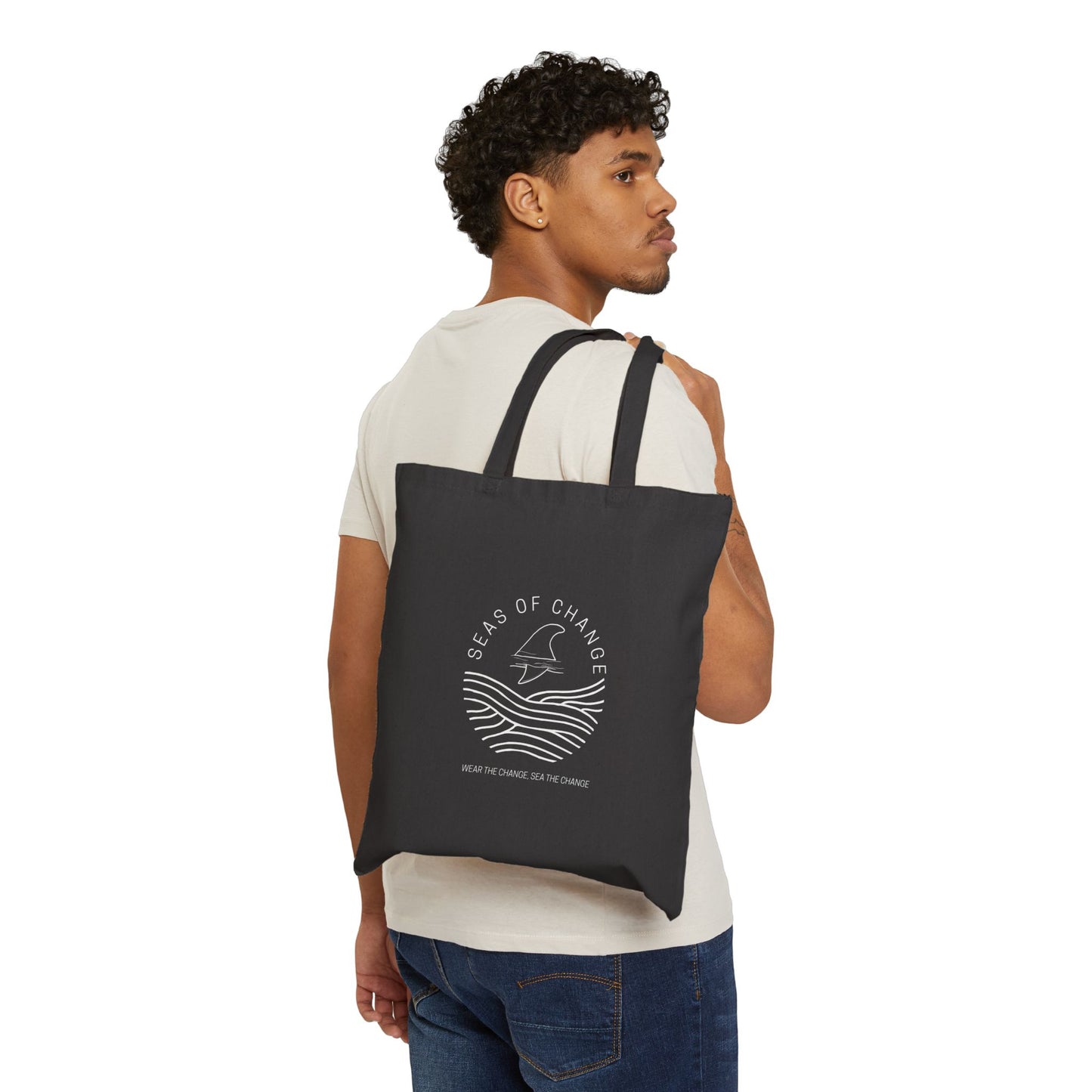 Seas of Change Cotton Tote Bag (Black)