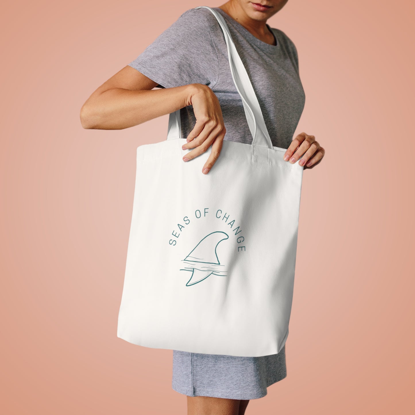 Seas of Change Cotton Tote Bag (White)